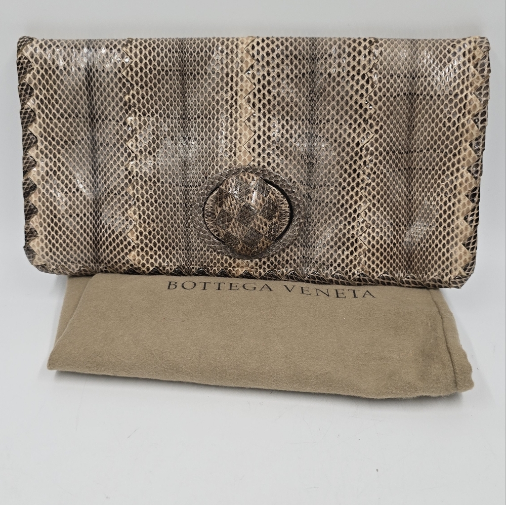 Bottega Veneta Snakeskin clutch.